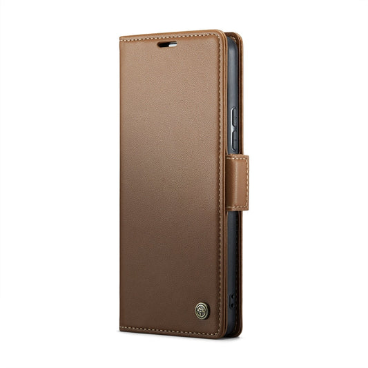 For Xiaomi 13T/13T Pro CaseMe 023 Butterfly Buckle Litchi Texture RFID Anti-theft Leather Phone Case(Brown)