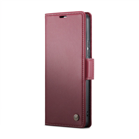 For Xiaomi 13T/13T Pro CaseMe 023 Butterfly Buckle Litchi Texture RFID Anti-theft Leather Phone Case(Wine Red)