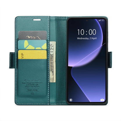 Pour Xiaomi 13T/13T Pro Étui de téléphone en cuir anti-vol RFID CaseMe 023 avec boucle papillon et texture litchi (Bleu nacré)