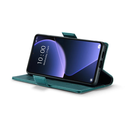 Pour Xiaomi 13T/13T Pro Étui de téléphone en cuir anti-vol RFID CaseMe 023 avec boucle papillon et texture litchi (Bleu nacré)