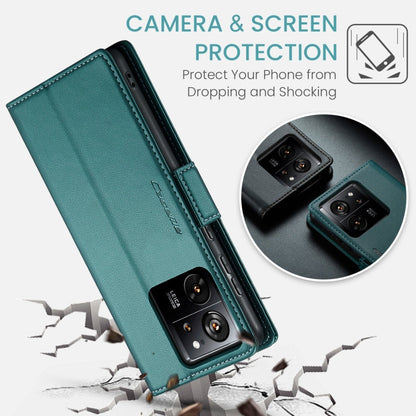 Pour Xiaomi 13T/13T Pro Étui de téléphone en cuir anti-vol RFID CaseMe 023 avec boucle papillon et texture litchi (Bleu nacré)
