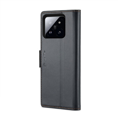 For Xiaomi 14 Pro CaseMe 023 Butterfly Buckle Litchi Texture RFID Anti-theft Leather Phone Case(Black)