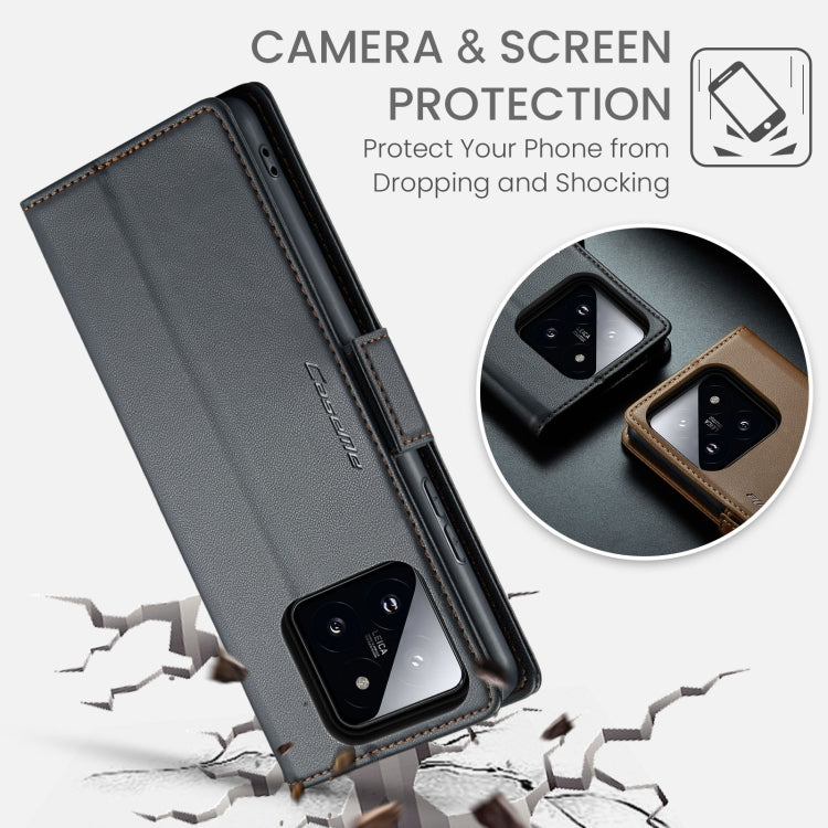 For Xiaomi 14 Pro CaseMe 023 Butterfly Buckle Litchi Texture RFID Anti-theft Leather Phone Case(Black)