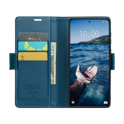 Pour Xiaomi 14 Pro Étui de téléphone en cuir anti-vol RFID texturé Litchi avec boucle papillon CaseMe 023 (bleu)