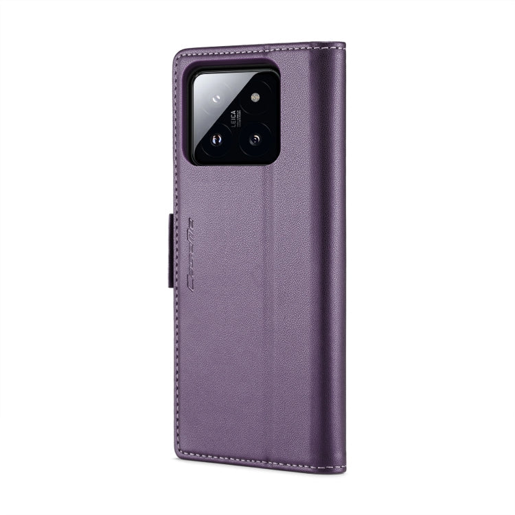 For Xiaomi 14 Pro CaseMe 023 Butterfly Buckle Litchi Texture RFID Anti-theft Leather Phone Case(Pearly Purple)