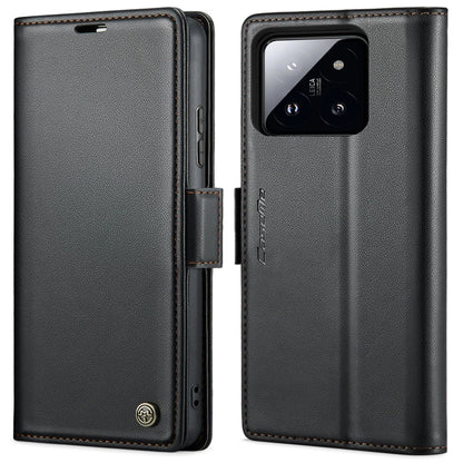 For Xiaomi 14 CaseMe 023 Butterfly Buckle Litchi Texture RFID Anti-theft Leather Phone Case(Black)