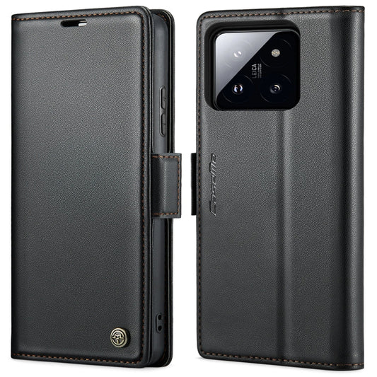 For Xiaomi 14 CaseMe 023 Butterfly Buckle Litchi Texture RFID Anti-theft Leather Phone Case(Black)
