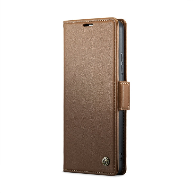 For Xiaomi 14 CaseMe 023 Butterfly Buckle Litchi Texture RFID Anti-theft Leather Phone Case(Brown)