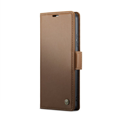 For Xiaomi 14 CaseMe 023 Butterfly Buckle Litchi Texture RFID Anti-theft Leather Phone Case(Brown)