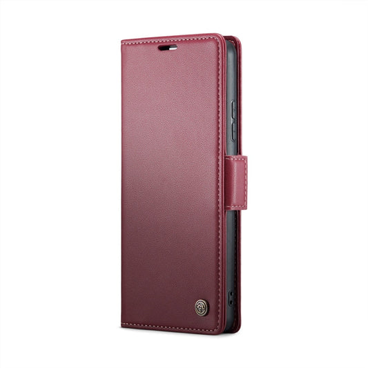 For Xiaomi 14 CaseMe 023 Butterfly Buckle Litchi Texture RFID Anti-theft Leather Phone Case(Wine Red)