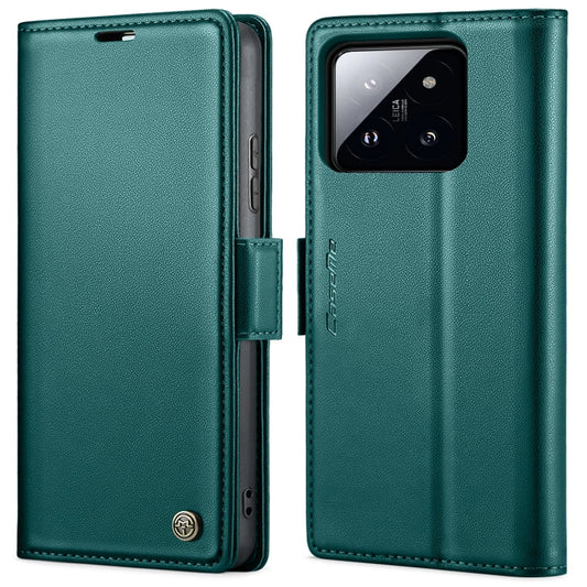 For Xiaomi 14 CaseMe 023 Butterfly Buckle Litchi Texture RFID Anti-theft Leather Phone Case(Pearly Blue)