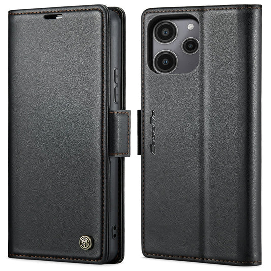 For Xiaomi Poco C65 4G CaseMe 023 Butterfly Buckle Litchi Texture RFID Anti-theft Leather Phone Case(Black)