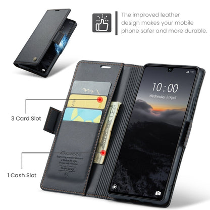 For Xiaomi Poco C65 4G CaseMe 023 Butterfly Buckle Litchi Texture RFID Anti-theft Leather Phone Case(Black)