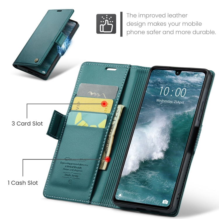 For Xiaomi Poco C65 4G CaseMe 023 Butterfly Buckle Litchi Texture RFID Anti-theft Leather Phone Case(Pearly Blue)