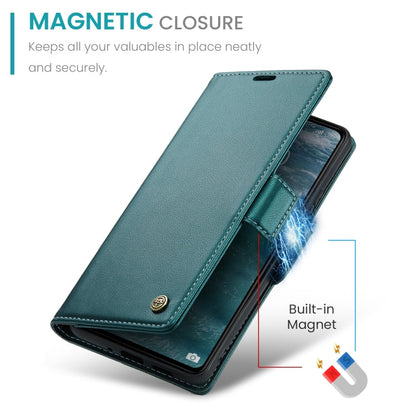 For Xiaomi Poco C65 4G CaseMe 023 Butterfly Buckle Litchi Texture RFID Anti-theft Leather Phone Case(Pearly Blue)