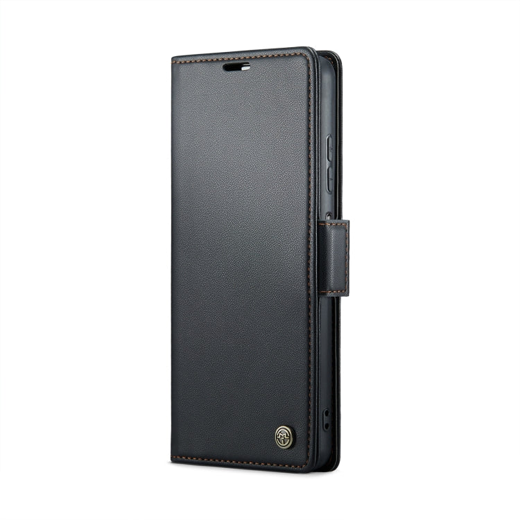 For Xiaomi Redmi Note 13 5G CaseMe 023 Butterfly Buckle Litchi Texture RFID Anti-theft Leather Phone Case(Black)