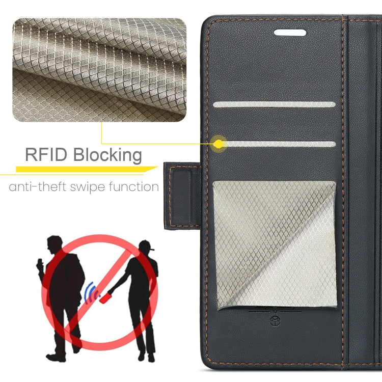 For Xiaomi Redmi Note 13 5G CaseMe 023 Butterfly Buckle Litchi Texture RFID Anti-theft Leather Phone Case(Black)
