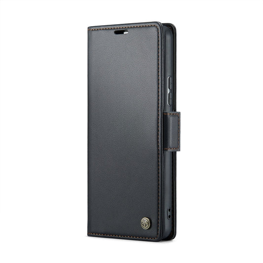 Pour Xiaomi Redmi Note 13 Pro 5G Étui de téléphone en cuir anti-vol RFID texture litchi avec boucle papillon CaseMe 023 (noir)