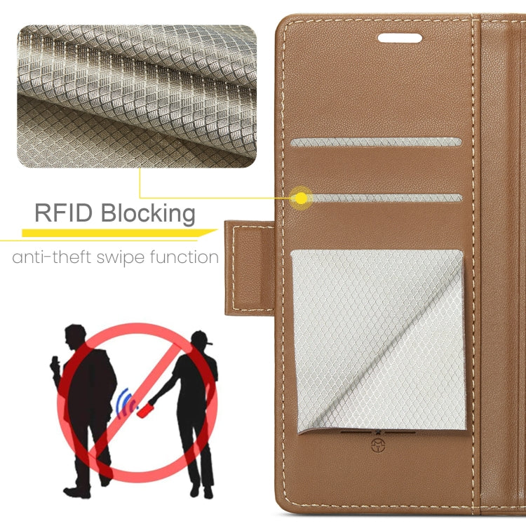 For Xiaomi Redmi Note 13 Pro 5G CaseMe 023 Butterfly Buckle Litchi Texture RFID Anti-theft Leather Phone Case(Brown)