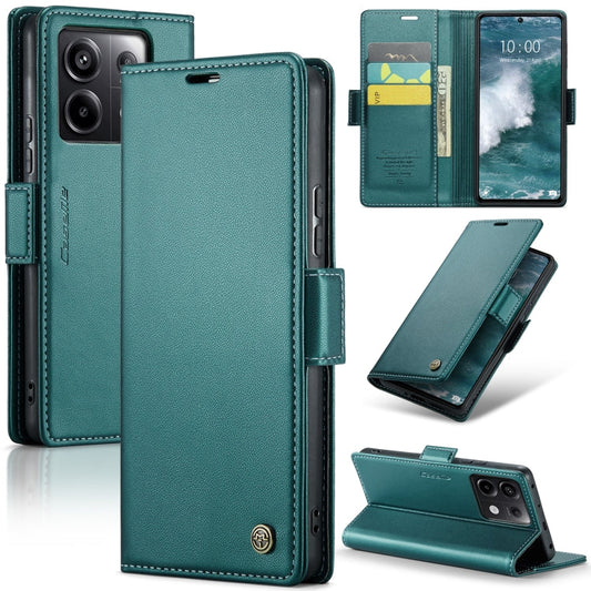 Pour Xiaomi Redmi Note 13 Pro 5G Étui de téléphone en cuir anti-vol RFID à texture litchi avec boucle papillon CaseMe 023 (bleu nacré)