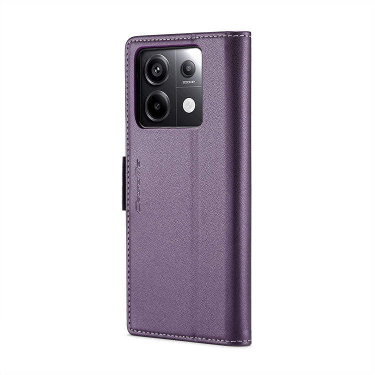 For Xiaomi Redmi Note 13 Pro 5G CaseMe 023 Butterfly Buckle Litchi Texture RFID Anti-theft Leather Phone Case(Pearly Purple)