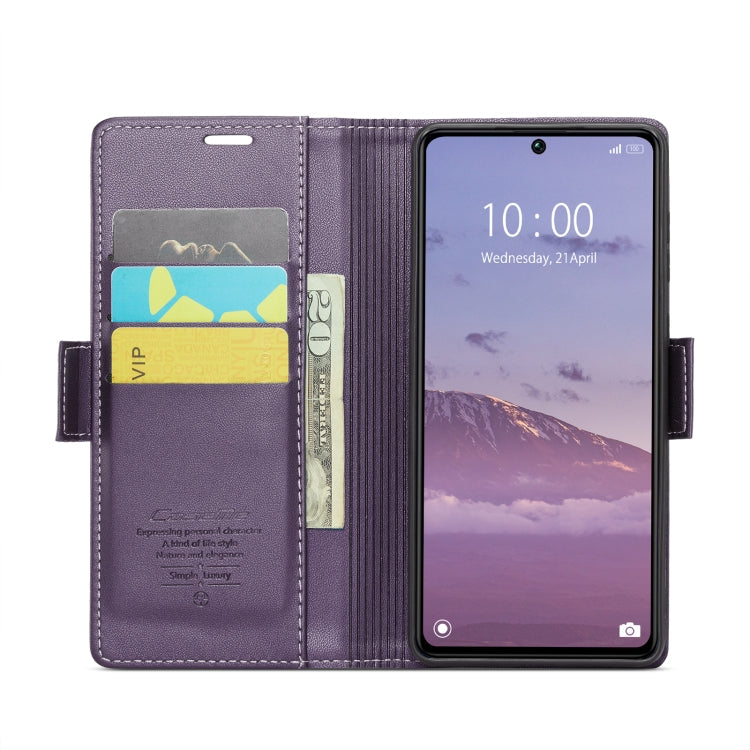 For Xiaomi Redmi Note 13 Pro 5G CaseMe 023 Butterfly Buckle Litchi Texture RFID Anti-theft Leather Phone Case(Pearly Purple)