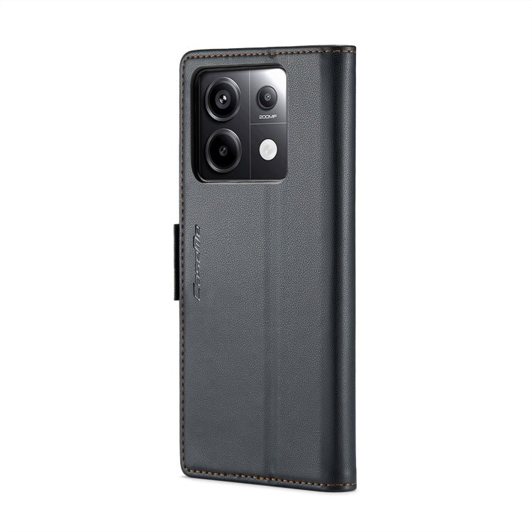 For Xiaomi Poco X6 5G CaseMe 023 Butterfly Buckle Litchi Texture RFID Anti-theft Leather Phone Case(Black)