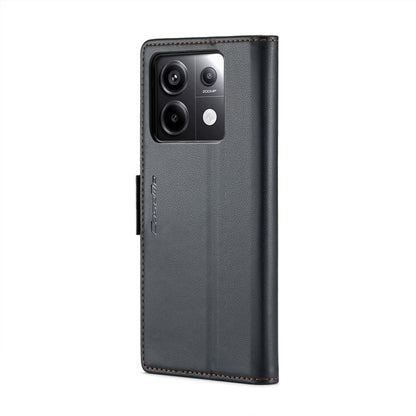 For Xiaomi Poco X6 5G CaseMe 023 Butterfly Buckle Litchi Texture RFID Anti-theft Leather Phone Case(Black)