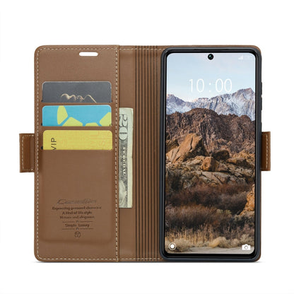 For Xiaomi Poco X6 5G CaseMe 023 Butterfly Buckle Litchi Texture RFID Anti-theft Leather Phone Case(Brown)