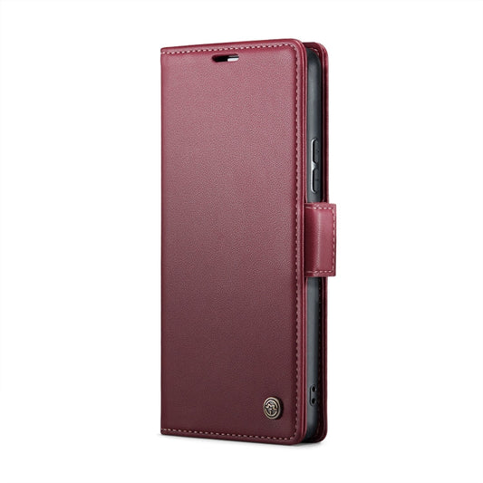 For Xiaomi Poco X6 5G CaseMe 023 Butterfly Buckle Litchi Texture RFID Anti-theft Leather Phone Case(Wine Red)