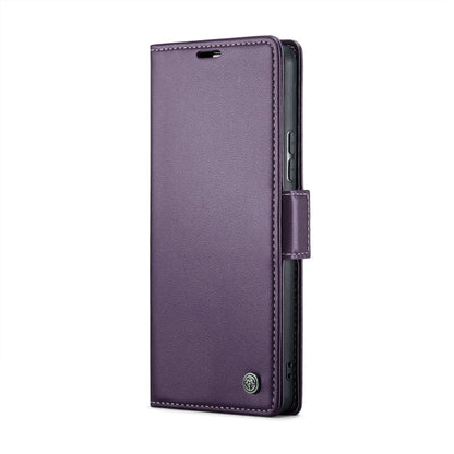 For Xiaomi Poco X6 5G CaseMe 023 Butterfly Buckle Litchi Texture RFID Anti-theft Leather Phone Case(Pearly Purple)