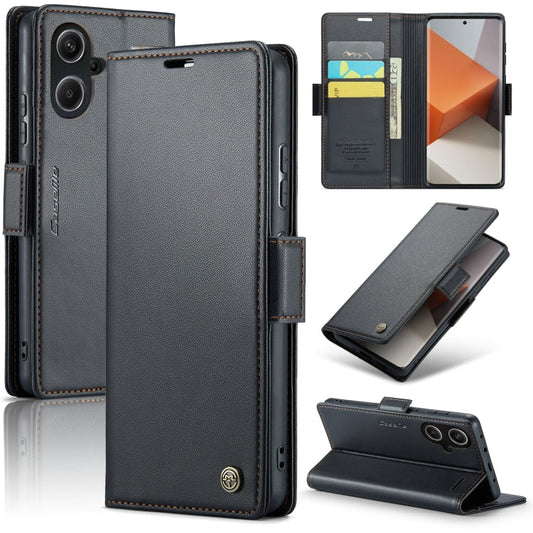 Pour Xiaomi Redmi Note 13 Pro+ 5G CaseMe 023 Étui de téléphone en cuir anti-vol RFID texture Litchi à boucle papillon (noir)