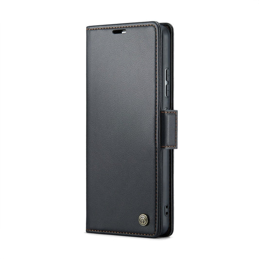 Pour Xiaomi Redmi Note 13 Pro+ 5G CaseMe 023 Étui de téléphone en cuir anti-vol RFID texture Litchi à boucle papillon (noir)