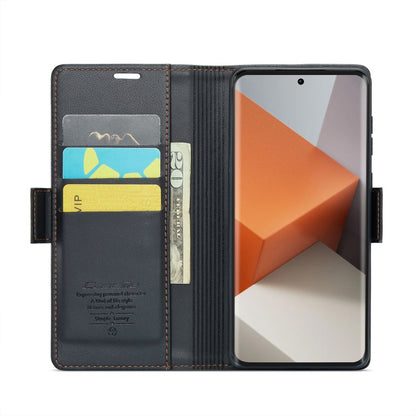 For Xiaomi Redmi Note 13 Pro+ 5G CaseMe 023 Butterfly Buckle Litchi Texture RFID Anti-theft Leather Phone Case(Black)