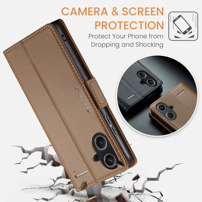 For Xiaomi Redmi Note 13 Pro+ 5G CaseMe 023 Butterfly Buckle Litchi Texture RFID Anti-theft Leather Phone Case(Brown)