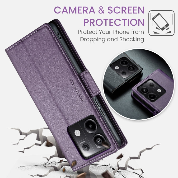 For Xiaomi Redmi Note 13 Pro+ 5G CaseMe 023 Butterfly Buckle Litchi Texture RFID Anti-theft Leather Phone Case(Pearly Purple)