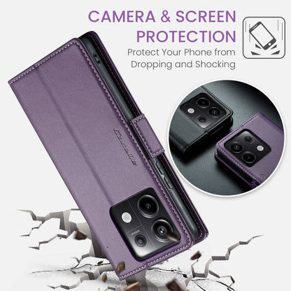 For Xiaomi Redmi Note 13 Pro+ 5G CaseMe 023 Butterfly Buckle Litchi Texture RFID Anti-theft Leather Phone Case(Pearly Purple)