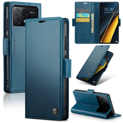 For Xiaomi Poco X6 Pro 5G/Redmi K70E 5G CaseMe 023 Butterfly Buckle Litchi Texture RFID Anti-theft Leather Phone Case(Blue)