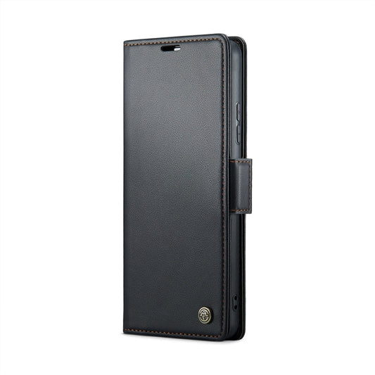 Pour Xiaomi Redmi Note 13 4G Étui CaseMe 023 Boucle Papillon Texture Litchi RFID Antivol Coque en Cuir (Noir)