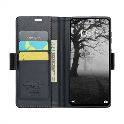For Xiaomi Redmi Note 13 4G CaseMe 023 Butterfly Buckle Litchi Texture RFID Anti-theft Leather Phone Case(Black)
