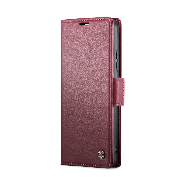 For Xiaomi Redmi Note 13 4G CaseMe 023 Butterfly Buckle Litchi Texture RFID Anti-theft Leather Phone Case(Wine Red)