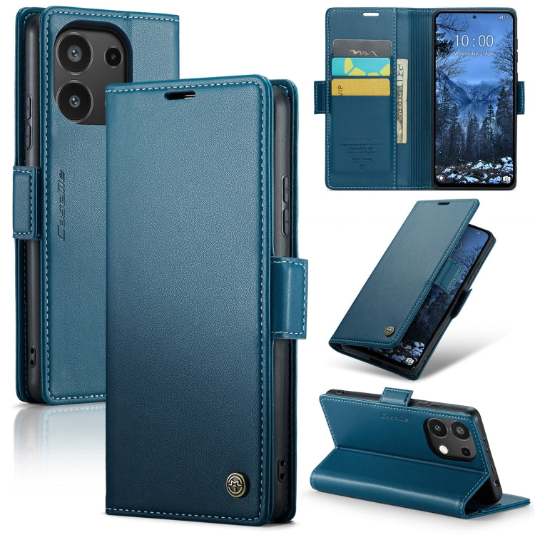 Pour Xiaomi Redmi Note 13 4G Étui CaseMe 023 Boucle Papillon Texture Litchi RFID Antivol Étui en Cuir (Bleu)