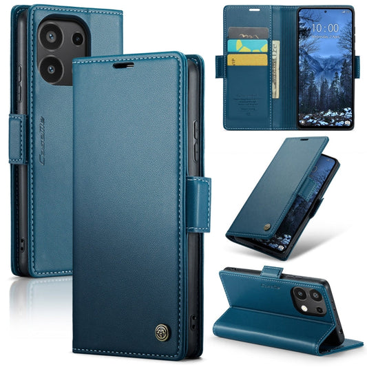 Pour Xiaomi Redmi Note 13 4G Étui CaseMe 023 Boucle Papillon Texture Litchi RFID Antivol Étui en Cuir (Bleu)