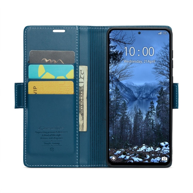 Pour Xiaomi Redmi Note 13 4G Étui CaseMe 023 Boucle Papillon Texture Litchi RFID Antivol Étui en Cuir (Bleu)