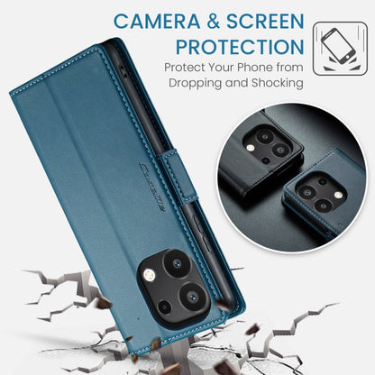 Pour Xiaomi Redmi Note 13 4G Étui CaseMe 023 Boucle Papillon Texture Litchi RFID Antivol Étui en Cuir (Bleu)