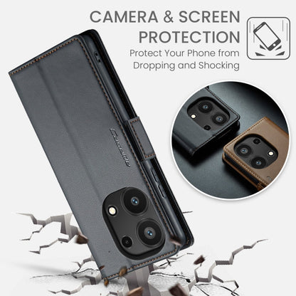 For Xiaomi Redmi Note 13 Pro 4G CaseMe 023 Butterfly Buckle Litchi Texture RFID Anti-theft Leather Phone Case(Black)