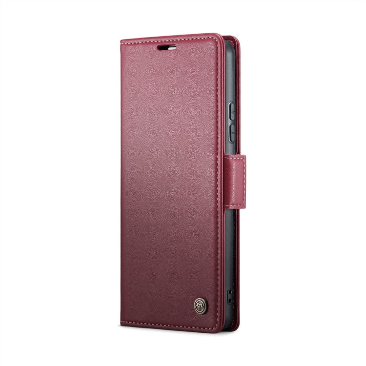 For Xiaomi Redmi Note 13 Pro 4G CaseMe 023 Butterfly Buckle Litchi Texture RFID Anti-theft Leather Phone Case(Wine Red)