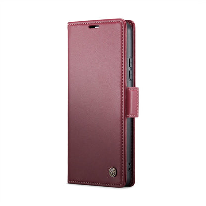 For Xiaomi Redmi Note 13 Pro 4G CaseMe 023 Butterfly Buckle Litchi Texture RFID Anti-theft Leather Phone Case(Wine Red)