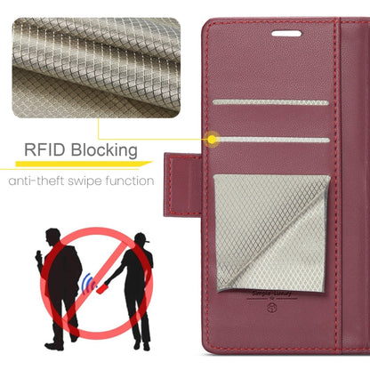For Xiaomi Redmi Note 13 Pro 4G CaseMe 023 Butterfly Buckle Litchi Texture RFID Anti-theft Leather Phone Case(Wine Red)