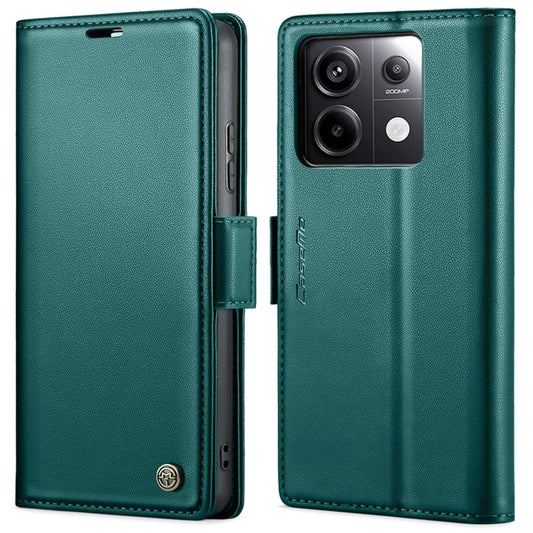 Pour Xiaomi Redmi Note 13 Pro 4G Étui en cuir antichoc RFID texture Litchi à boucle papillon CaseMe 023 (bleu nacré)
